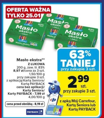Masło ekstra z Łukowa promocja w Carrefour