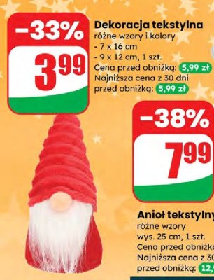 Dekoracja tekstylna różne wzory i kolory 9 x 12 cm promocja w Dino