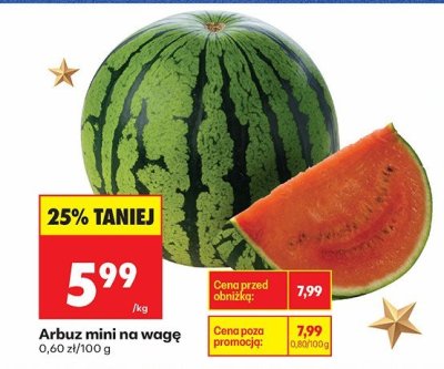 Arbuz mini na wagę promocja w Biedronka