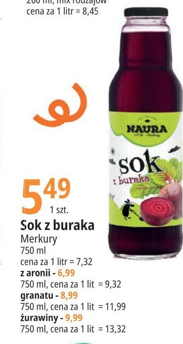Sok z aronii Naura promocja