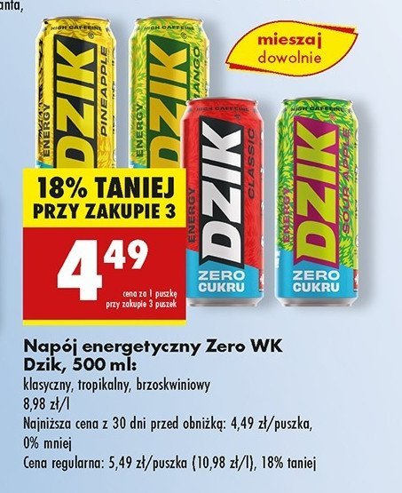 Napój energetyczny zero kalorii promocja w Biedronka