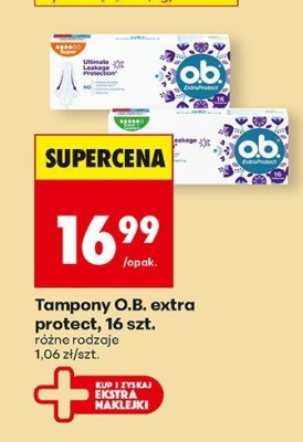 Tampony O.B. extra protect 16 szt. różne rodzaje promocja w Biedronka