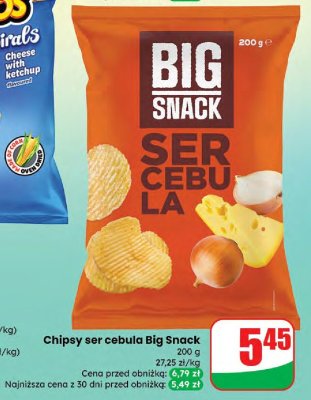 Chipsy ser cebula Big Snack promocja w Dino