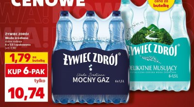Woda Żywiec Zdrój źródlana różne rodzaje 6 x 1,5 l promocja w Kaufland