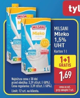 Mleko 1.5% Milsani promocja