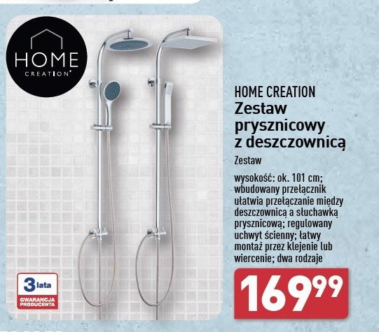 Zestaw prysznicowy z deszczownicą Home creation promocja