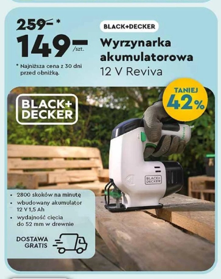 Wyrzynark 12v reviva Black & decker promocja w Biedronka