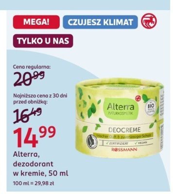 Dezodorant w kremie Alterra, 50 ml promocja w Rossmann