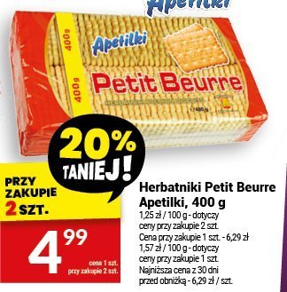 Herbatniki Petit Beurre Apetitki, 400 g promocja w Twój Market