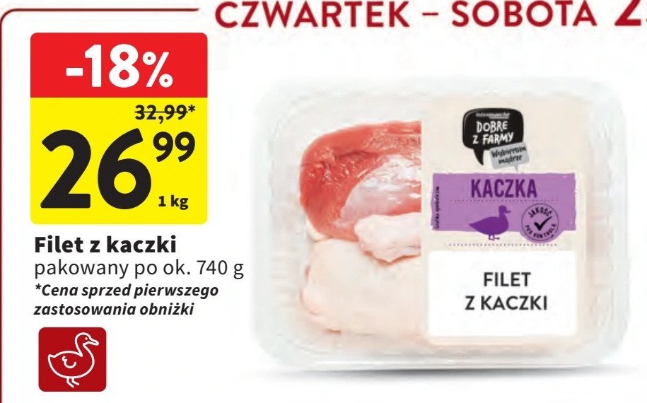 Filet z kaczki supreme Intermarche dobre z farmy promocja