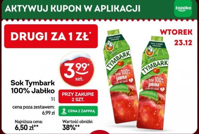 Sok Tymbark 100% Jabłko 1 l promocja w Żabka