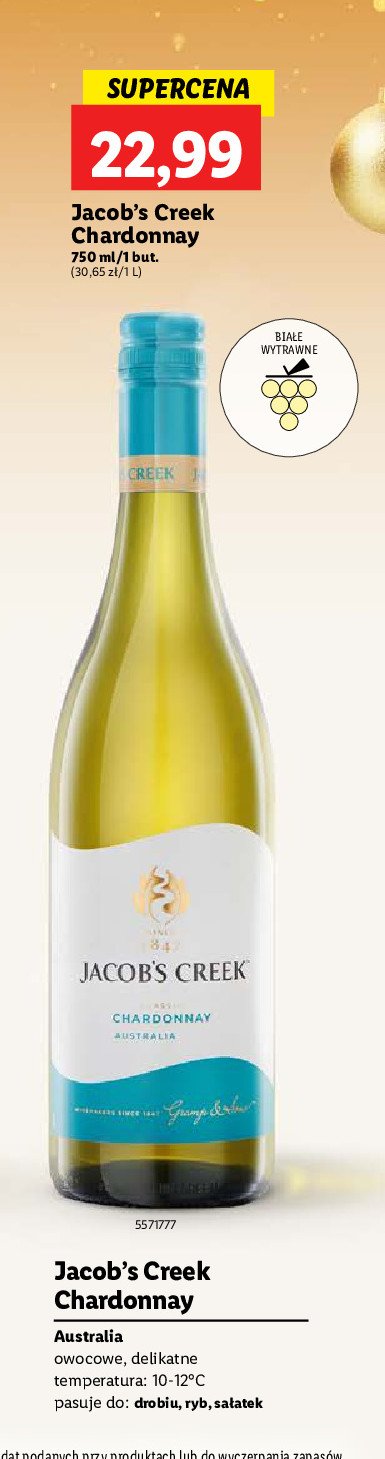 Wino Jacob's creek chardonnay promocja w Lidl