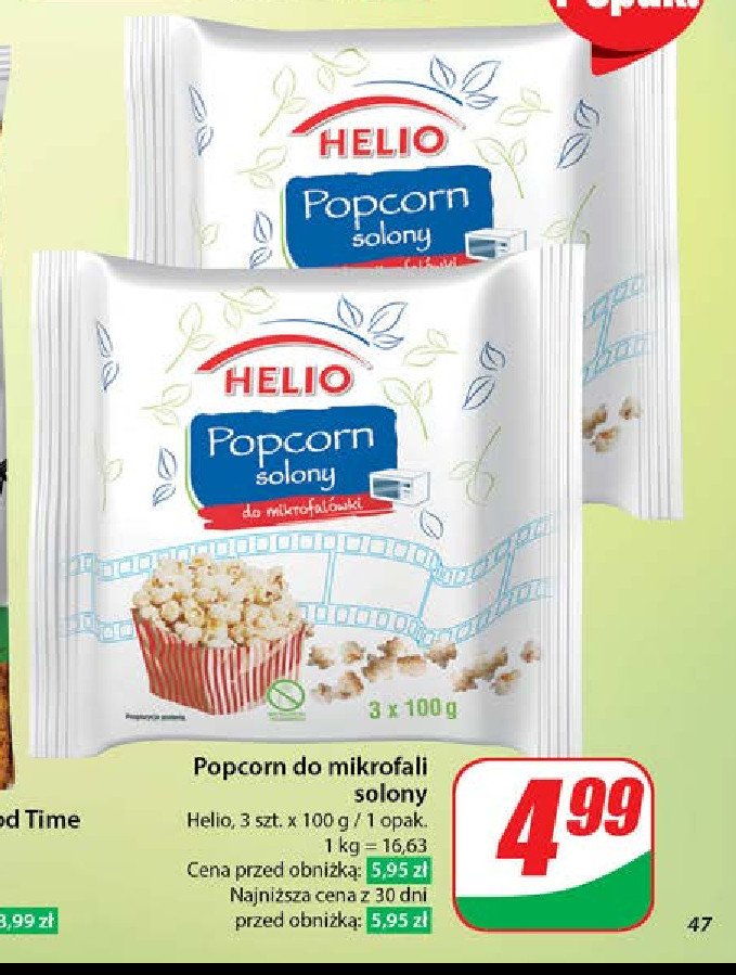 Popcorn solony Helio promocja w Dino