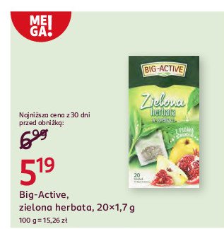 Herbata z pigwą i granatem Big-active herbata zielona promocja w Rossmann