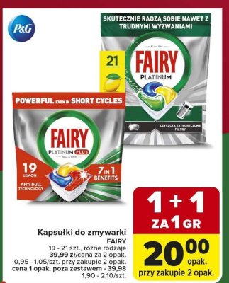 Kapsułki do zmywarki FAIRY Platinum Plus 19 szt. promocja w Carrefour Market
