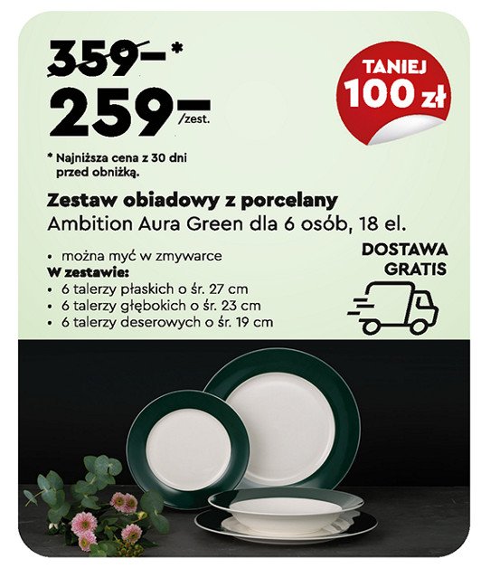 Komplet obiadowy aura green Ambition promocja