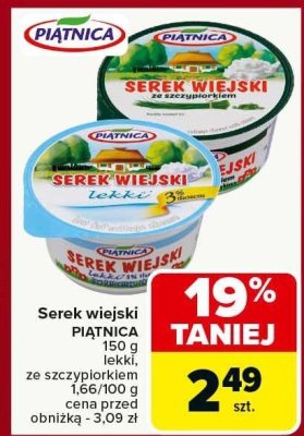 Serek wiejski PIATNICA różne rodzaje lekki, ze szczypiorkiem promocja w Carrefour