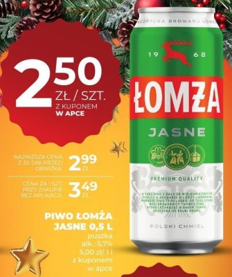 Piwo Łomża Jasne 0,5 L promocja w Duży Ben