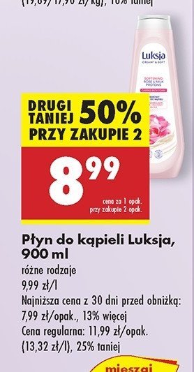 Płyn do kąpieli róża i proteiny mleka Luksja creamy & soft promocja