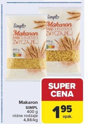 Makaron SIMPL 400g różne rodzaje promocja w Carrefour Market