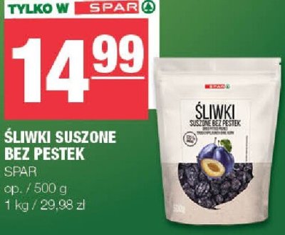Śliwki suszone bez pestek Spar promocja w SPAR