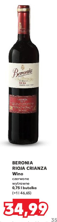 Wino BERONIA CRIANZA RIOJA DRY promocja w Kaufland