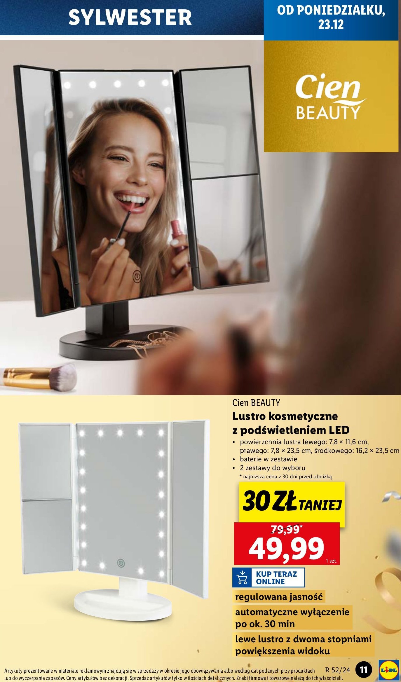 Lusterko kosmetyczne z podświetleniem led Cien beauty promocja w Lidl