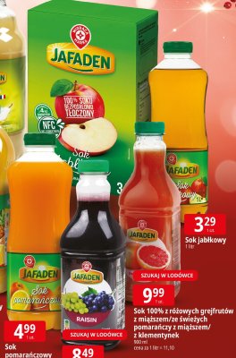 Sok 100% z różowych grejpfrutów z miąższem/ze świeżych pomarańczy z miąższem/z klementynek promocja w Leclerc