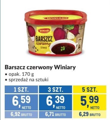 Barszcz czerwony Winiary promocja w Makro