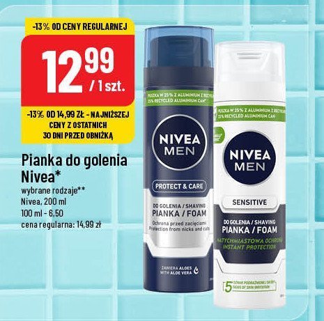 Pianka do golenia nawilżająca Nivea men protect & care promocja