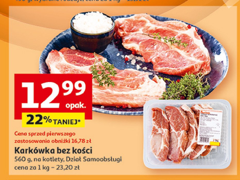 Karkówka wieprzowa bez kości kotlety Auchan promocja w Auchan