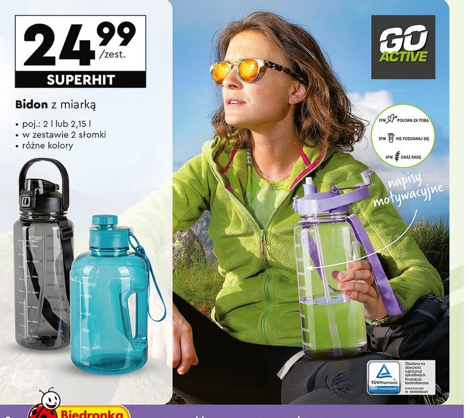 Bidon z miarką 2.15 l Go active promocja w Biedronka