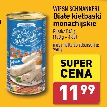 Kiełbaski białe monachijskie WIESN SCHMAKNERL promocja