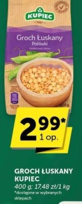 Groch łuskany połówki Kupiec promocja w Groszek
