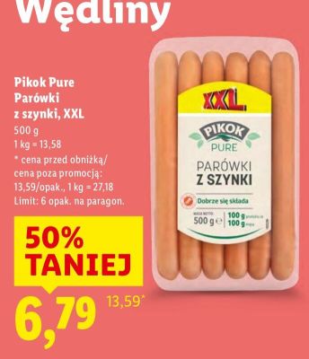 Parówki z szynki XXL promocja w Lidl