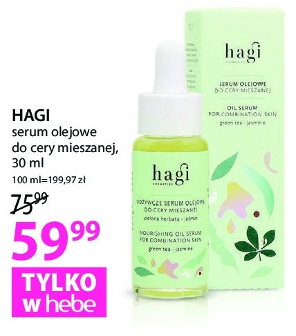 Serum odżywcze olejowe do cery mieszanej zielona herbata i jaśmin Hagi promocja