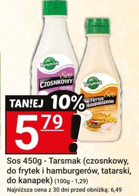 Sos 450g - Tarsmak (czosnkowy, do frytek, hamburgerowy, tatarski, do kanapek) promocja w Hitpol