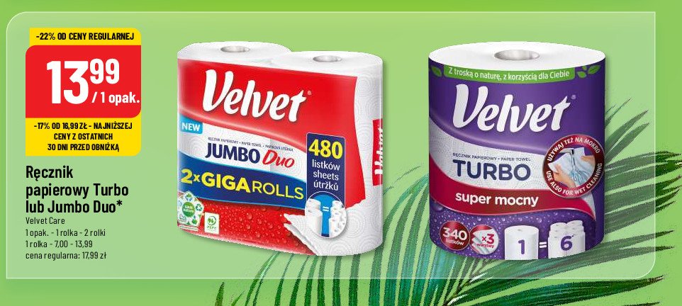 Ręcznik papierowy duo Velvet jumbo promocja