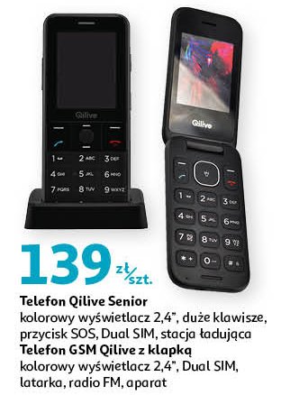 Telefon dla seniora z klapką 2.4" Qilive promocja