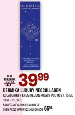 Krem regenerujący pod oczy Dermika Luxury Neocollagen promocja w Drogerie Natura