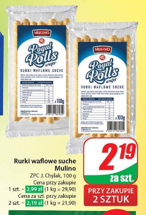 Rurki waflowe Mulino promocja