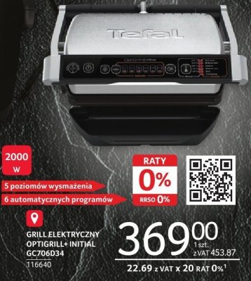 GRILL ELEKTRYCZNY OPTIGRILL+ INITIAL GC706D34 promocja w Selgros