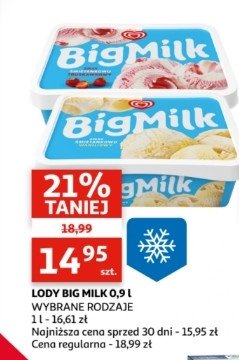 Lody truskawka Algida big milk promocja