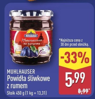 Powidła śliwkowe z rumem promocja w Aldi