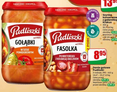 Danie gotowe Pudliszki - Fasolka po bretońsku z kiełbasą i boczkiem promocja w Dino