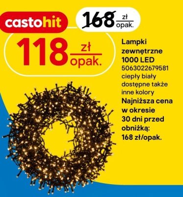 Lampki zewnętrzne 1000 LED ciepły biały promocja w Castorama