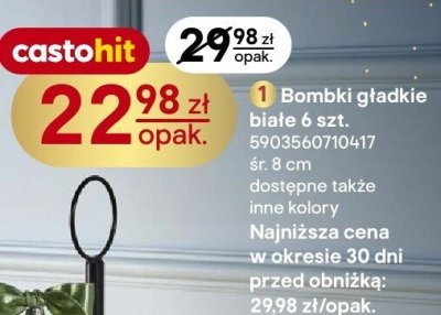 Bombki gładkie białe 6 szt. promocja w Castorama