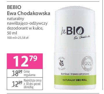 Naturalny dezodorant bambus i trawa cytrynowa Bebio cosmetics promocja