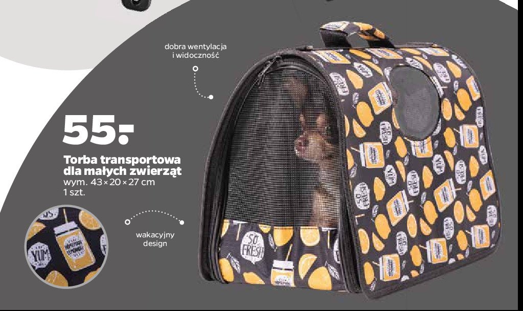 Torba transportowa dla małych zwierząt 43 x 20 x 27 cm promocja