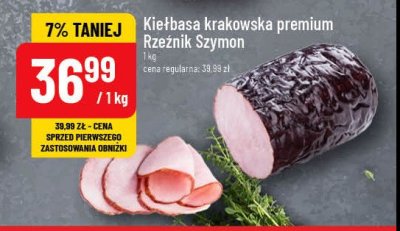 Kiełbasa krakowska premium Rzeźnik szymon poleca promocja